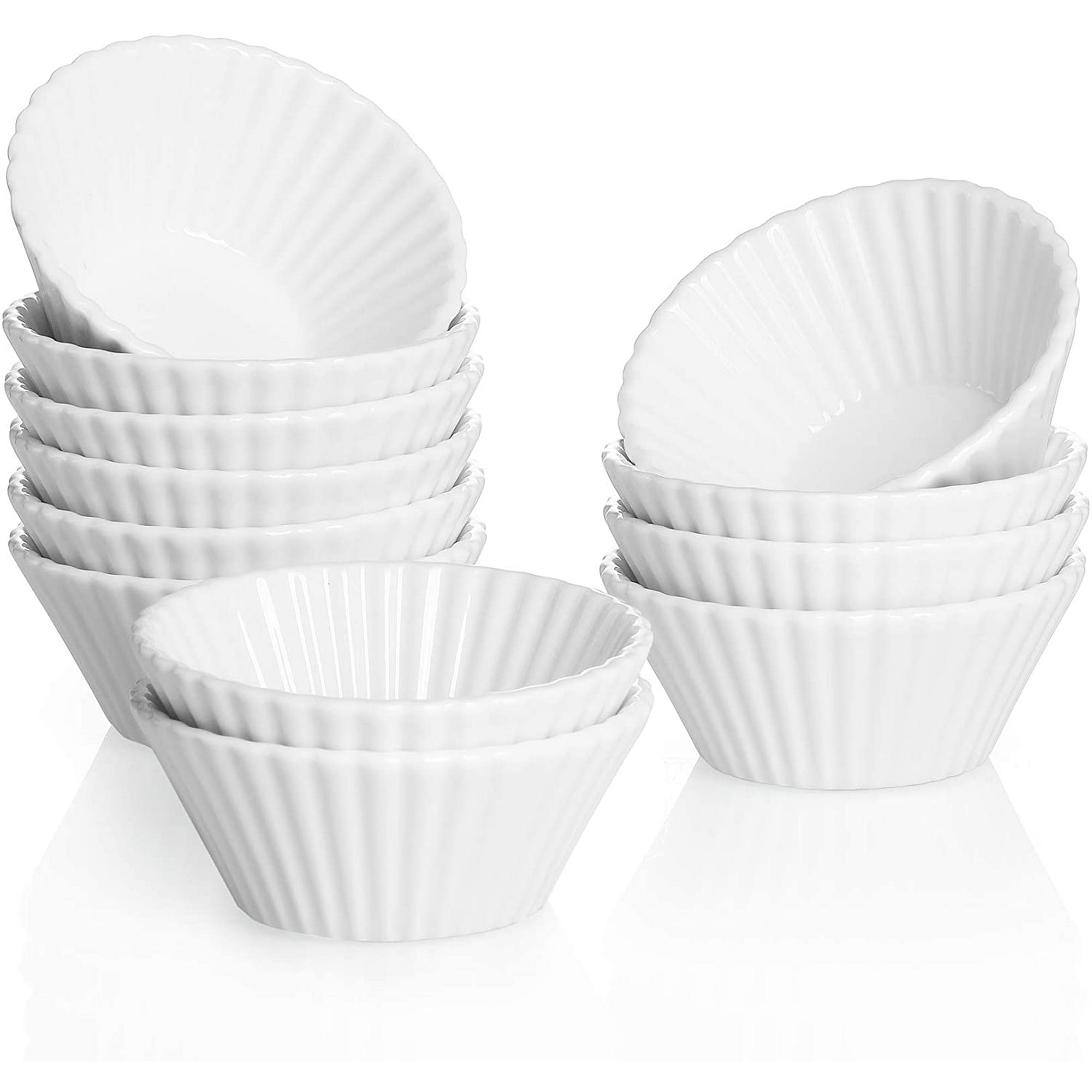 set of 12 Mini Muffin Pan White Sweese Porcelain Baking Cups Alone Cupcake Holder Non-Stick Cupcake Set